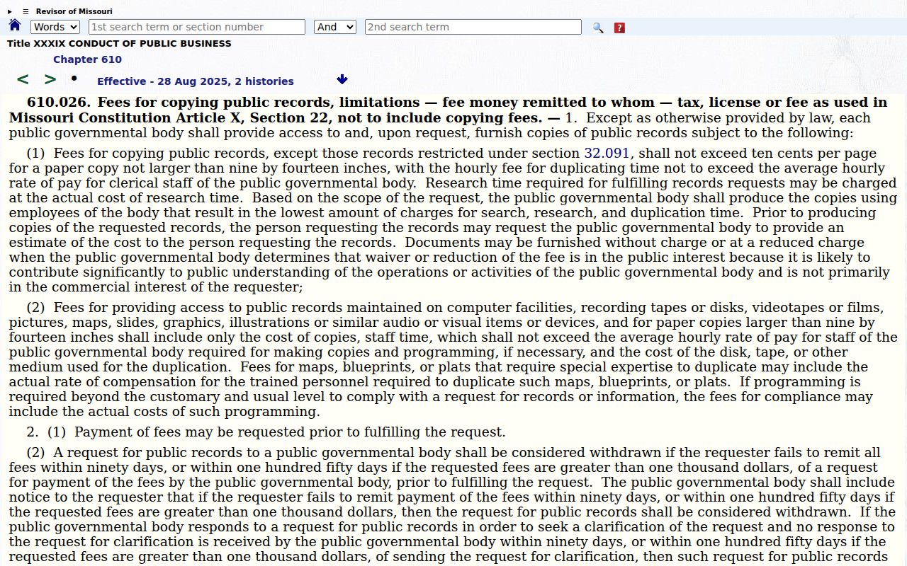 Chariton County court case records source image for Missouri copy-fee law
