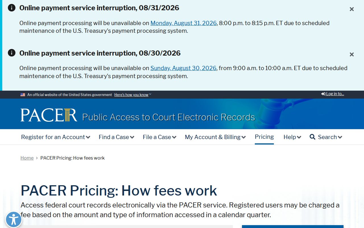 Chariton County court case records comparison image for official PACER pricing