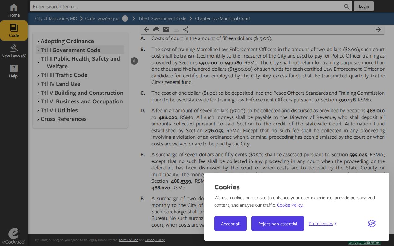 Marceline court records municipal court code routing to Linn County